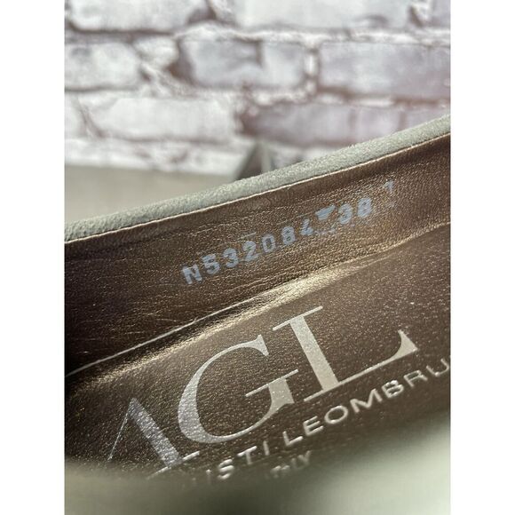 AGL Grommet Gray Suede Leather Studded Pointed Toe Flats Women’s Sz 38EU/7.5M US - Picture 13 of 16